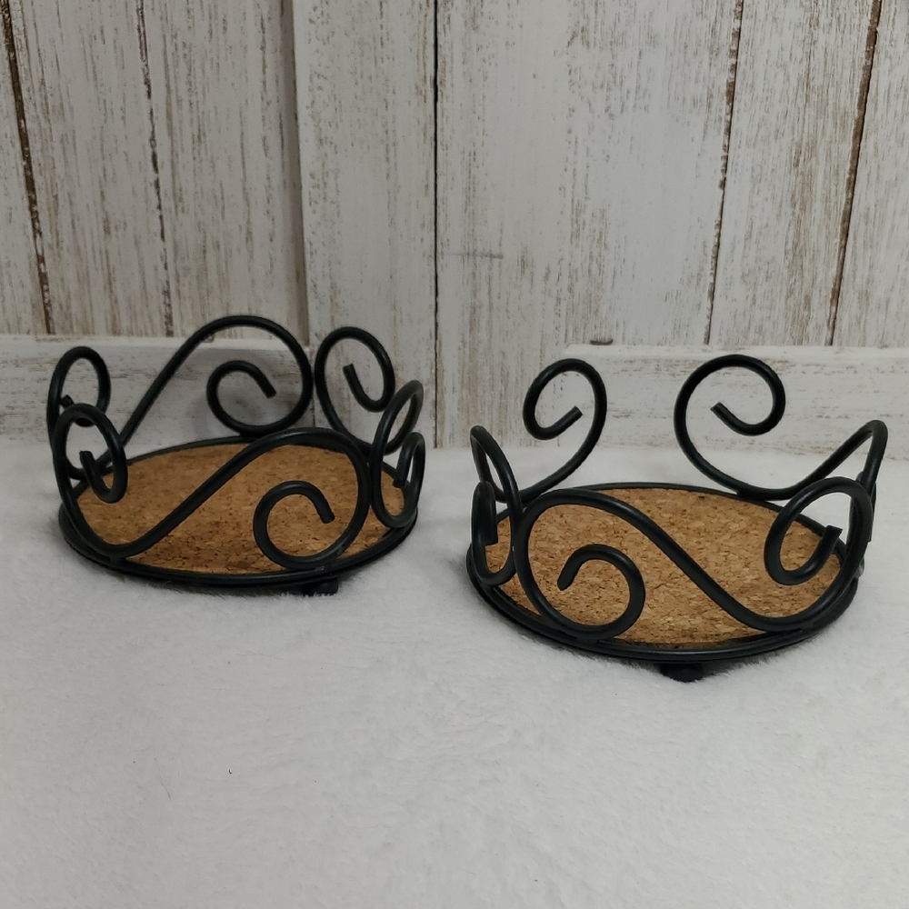 Black Metal Scroll Candle Holders Set of 2